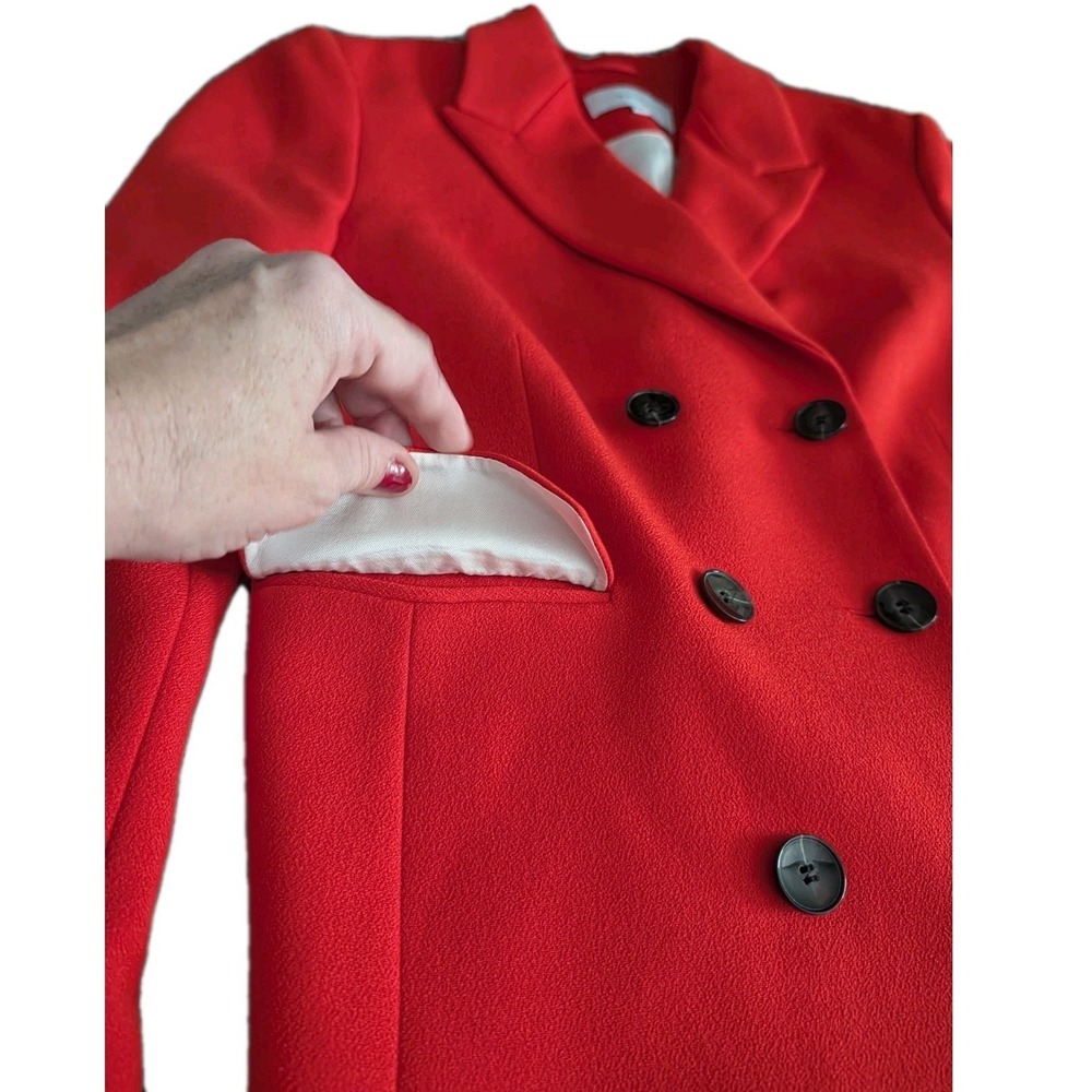 Reiss Izzy Cropped Jacket Red Sz. 6 Double Breasted Lined Chic Business Modern - Picture 10 of 16